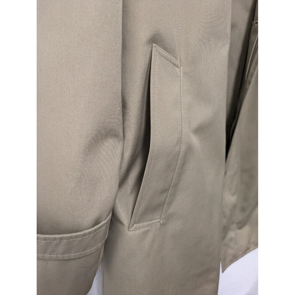 Vintage London Fog Towne Mens Tan Trench Coat Teddy Brown Faux Fur Lining sz 42R